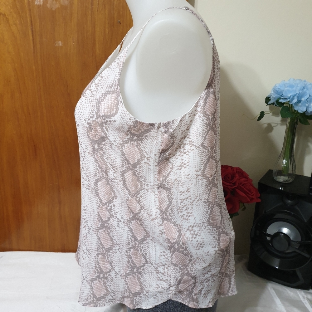 Just Jeans AU-16 White/Brown Print Sleeveless Singlet Top Tee NWOT - Picture 5 of 10